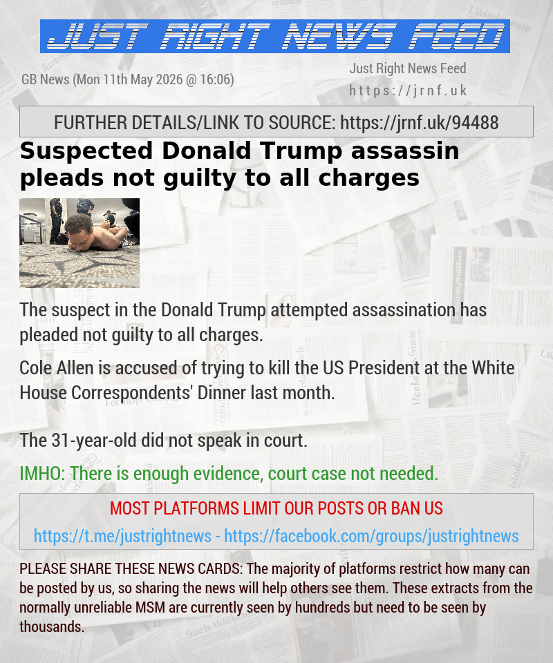 Suspected Donald Trump assassin pleads not guilty to all charges