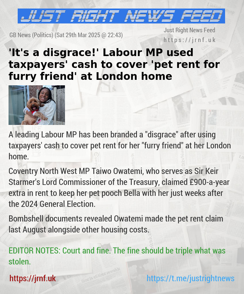 ’It’s a disgrace!’ Labour MP used taxpayers’ cash to cover ’pet rent for furry friend’ at London home