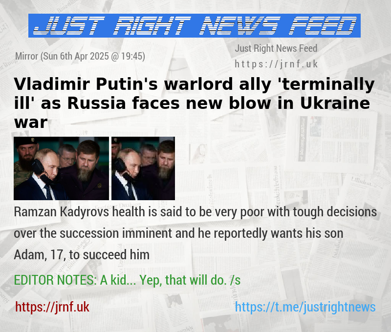 Vladimir Putin’s warlord ally ’terminally ill’ as Russia faces new blow in Ukraine war
