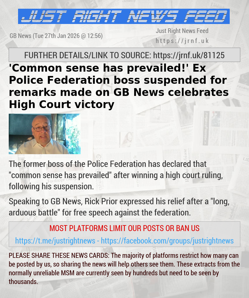 ’Common sense has prevailed!’ Ex—Police Federation boss suspended for remarks made on GB News celebrates High Court victory
