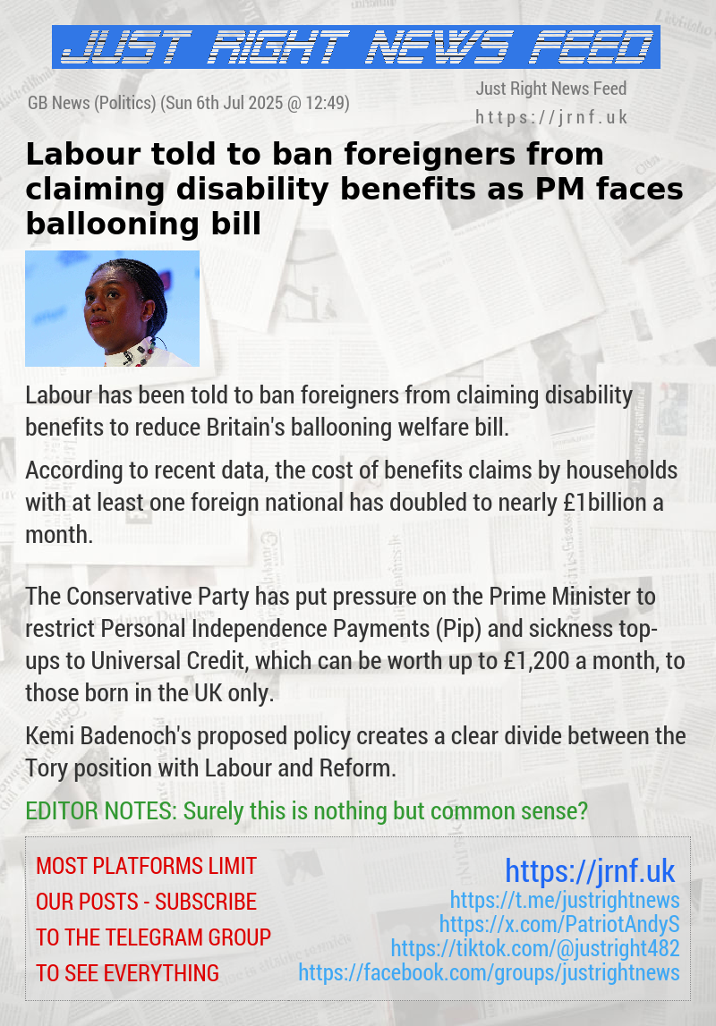 Labour told to ban foreigners from claiming disability benefits as PM faces ballooning bill