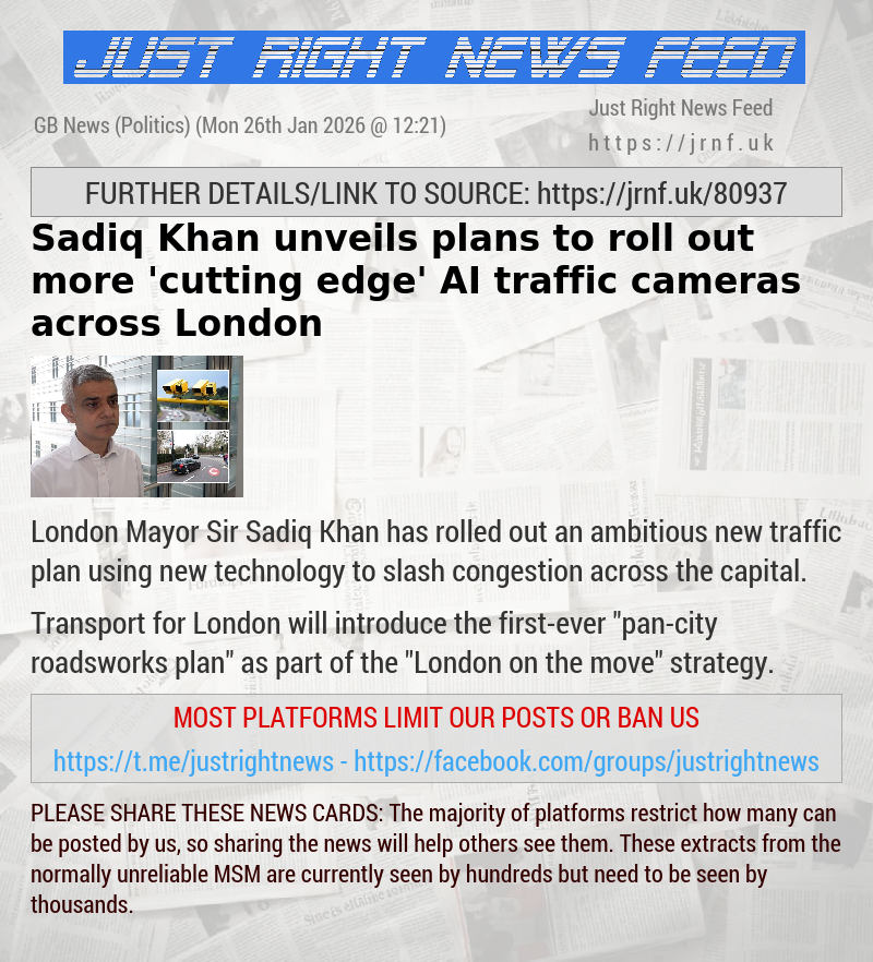 Sadiq Khan unveils plans to roll out more ’cutting—edge’ AI traffic cameras across London