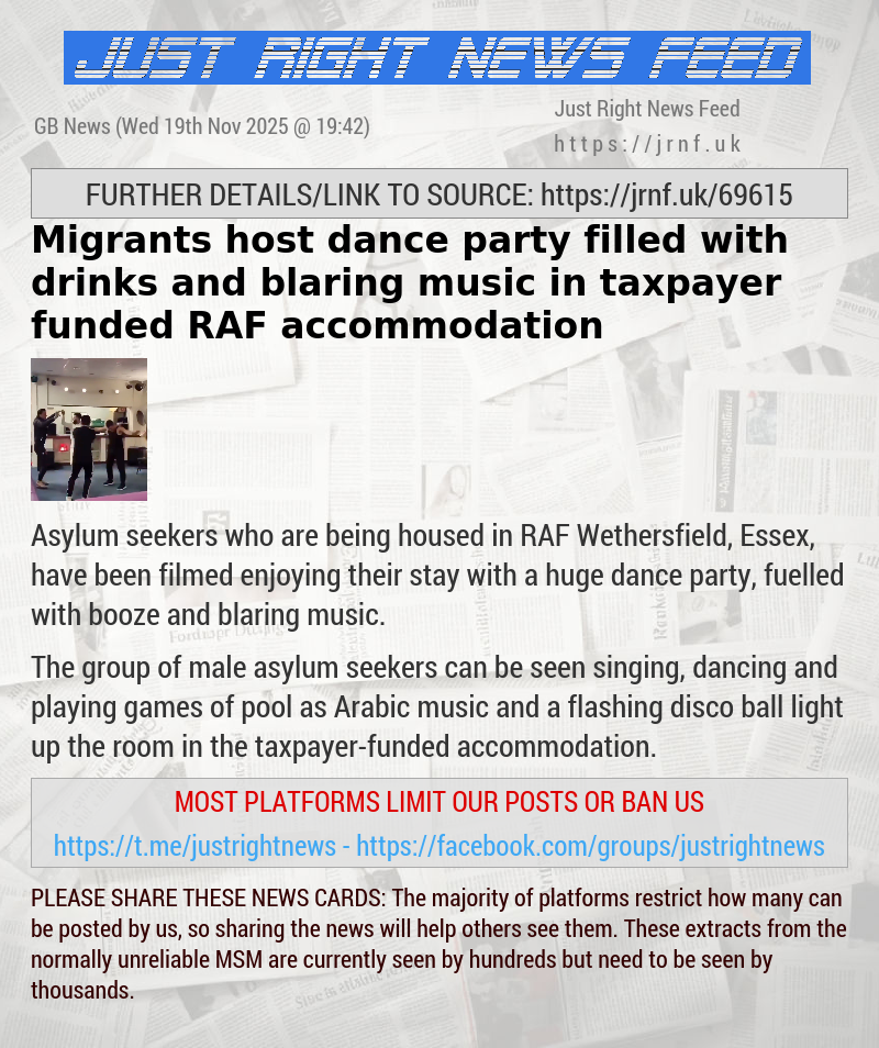 Migrants host dance party filled with drinks and blaring music in taxpayer—funded RAF accommodation