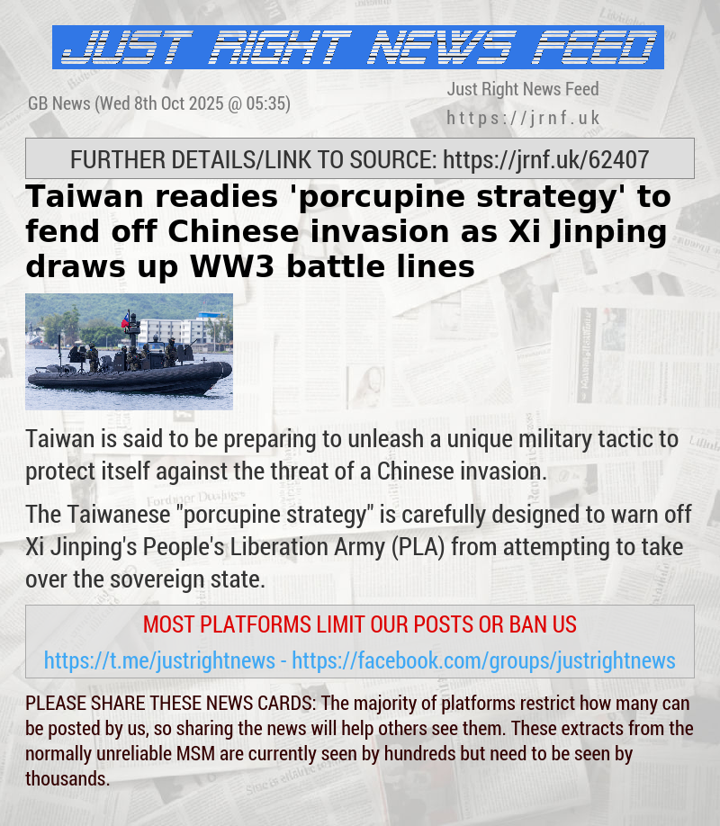 Taiwan readies ’porcupine strategy’ to fend off Chinese invasion — as Xi Jinping draws up WW3 battle—lines