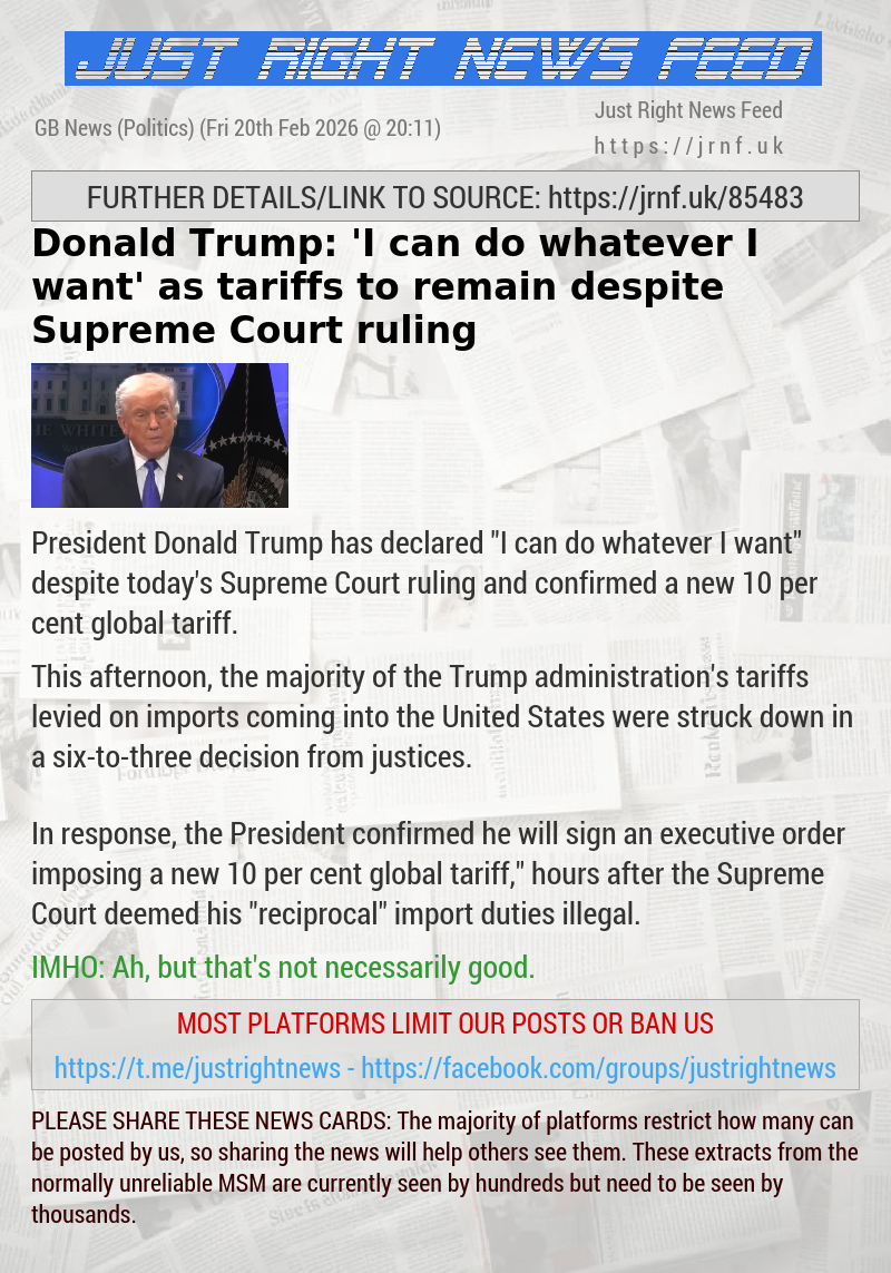 Donald Trump: ’I can do whatever I want’ as tariffs to remain despite Supreme Court ruling