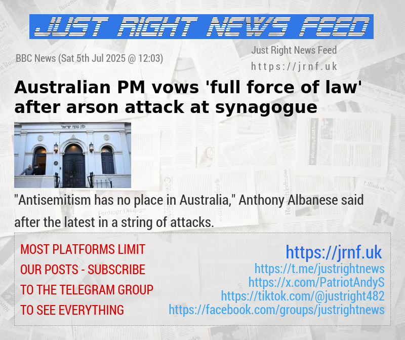 Australian PM vows ’full force of law’ after arson attack at synagogue