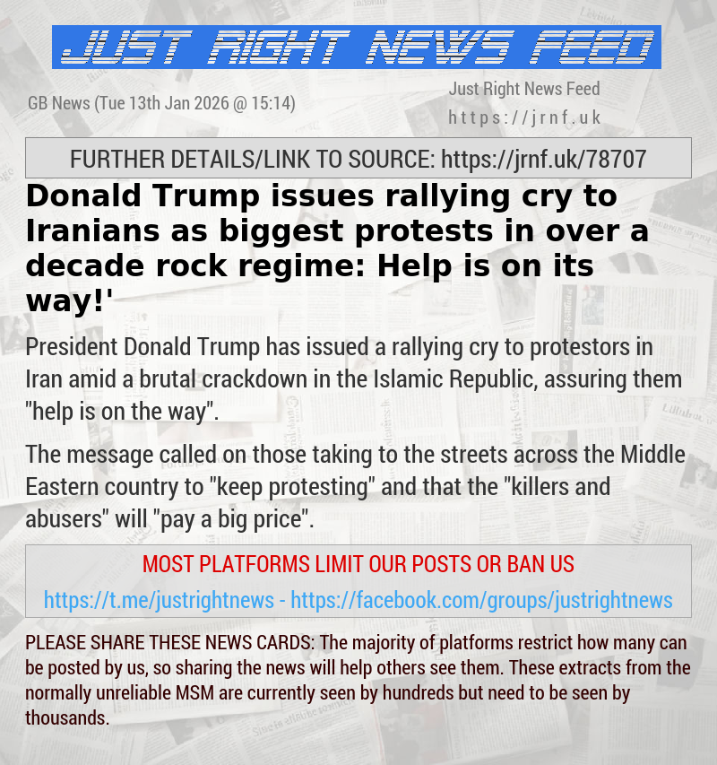 Donald Trump issues rallying cry to Iranians as biggest protests in over a decade rock regime: ‘Help is on its way!’