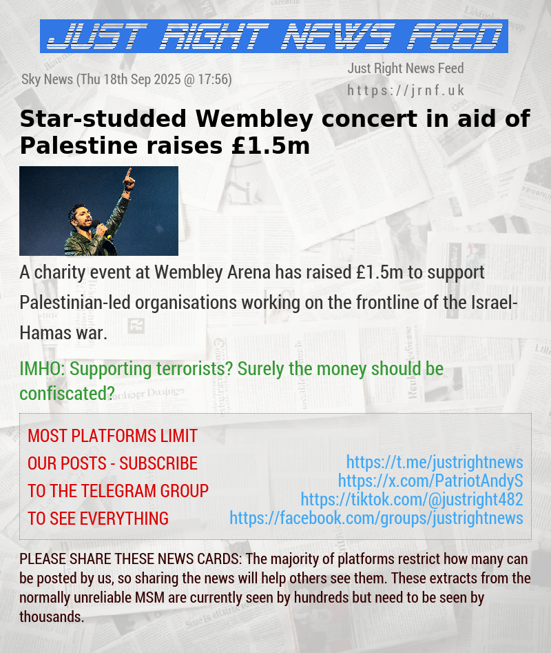 Star—studded Wembley concert in aid of Palestine raises £1.5m