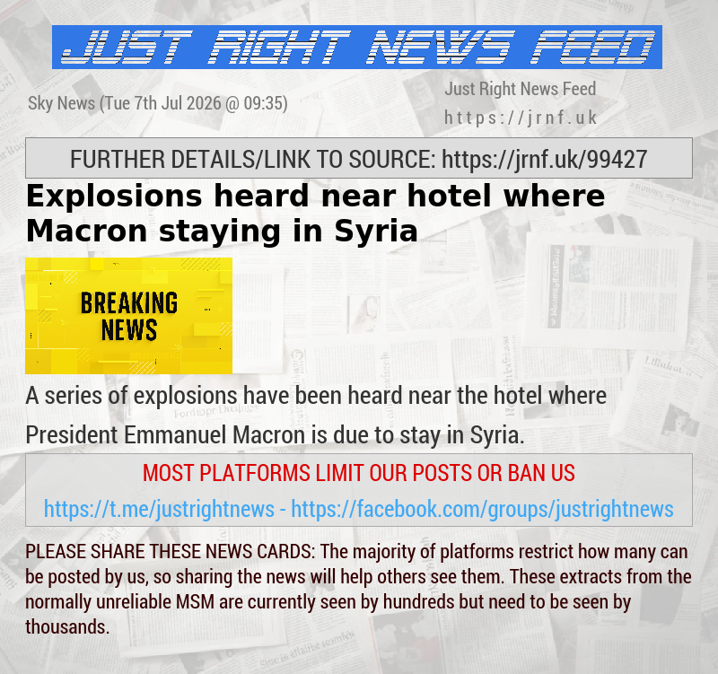 Explosions heard near hotel where Macron staying in Syria