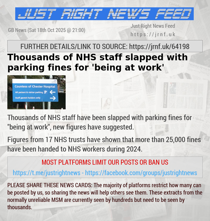 Thousands of NHS staff slapped with parking fines for ’being at work’