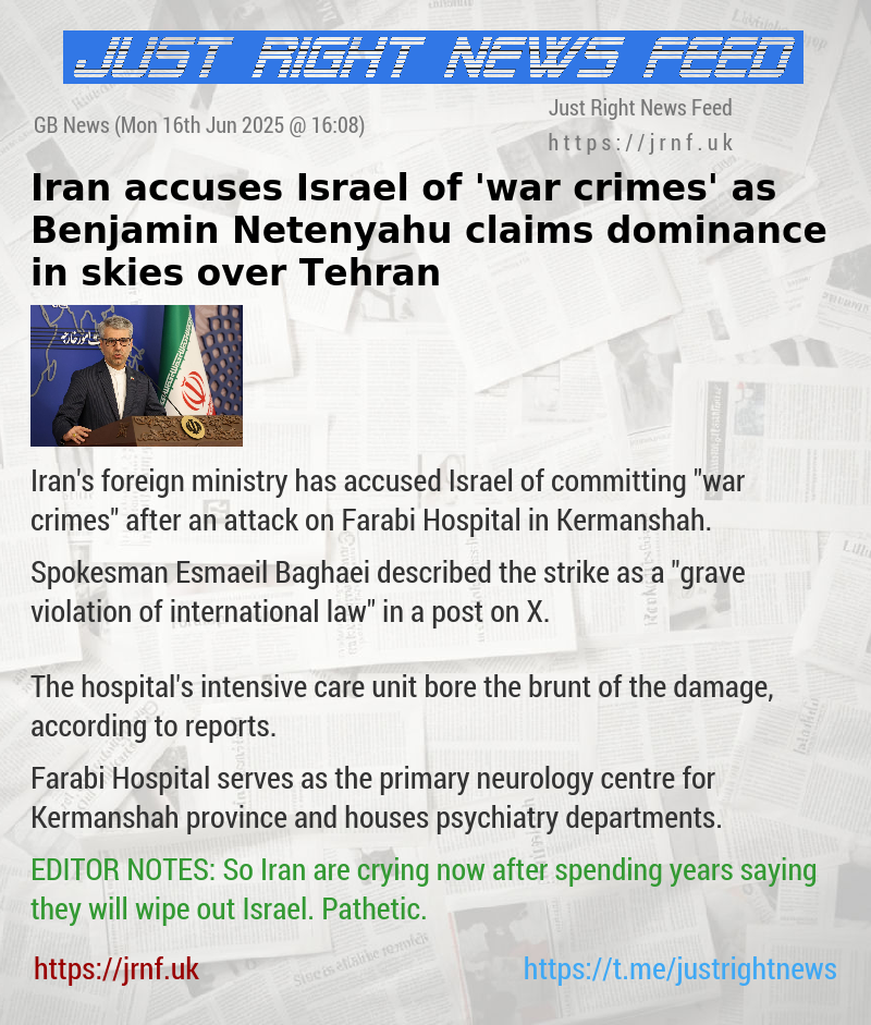 Iran accuses Israel of ’war crimes’ as Benjamin Netenyahu claims dominance in skies over Tehran