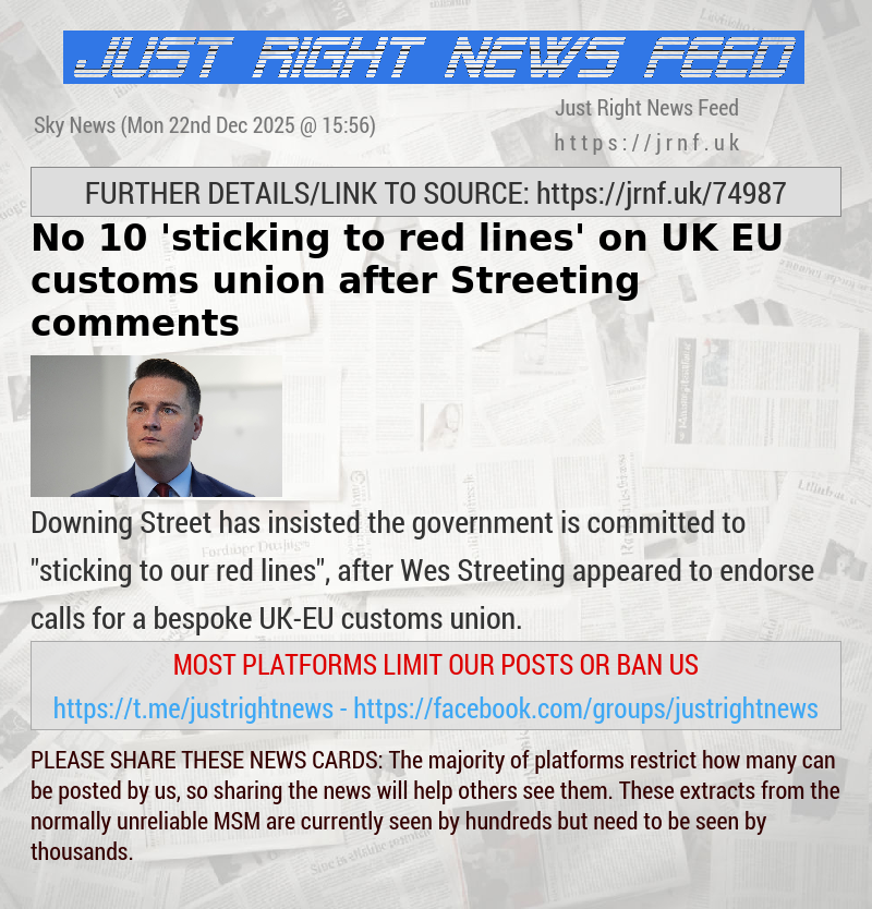 No 10 ’sticking to red lines’ on UK—EU customs union after Streeting comments
