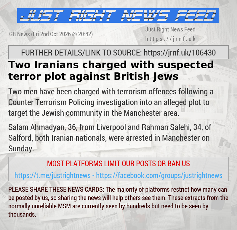 Two Iranians charged with suspected terror plot against British Jews