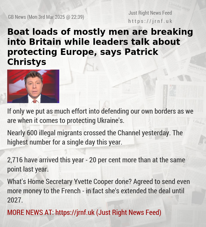 Boat loads of mostly men are breaking into Britain while leaders talk about protecting Europe, says Patrick Christys