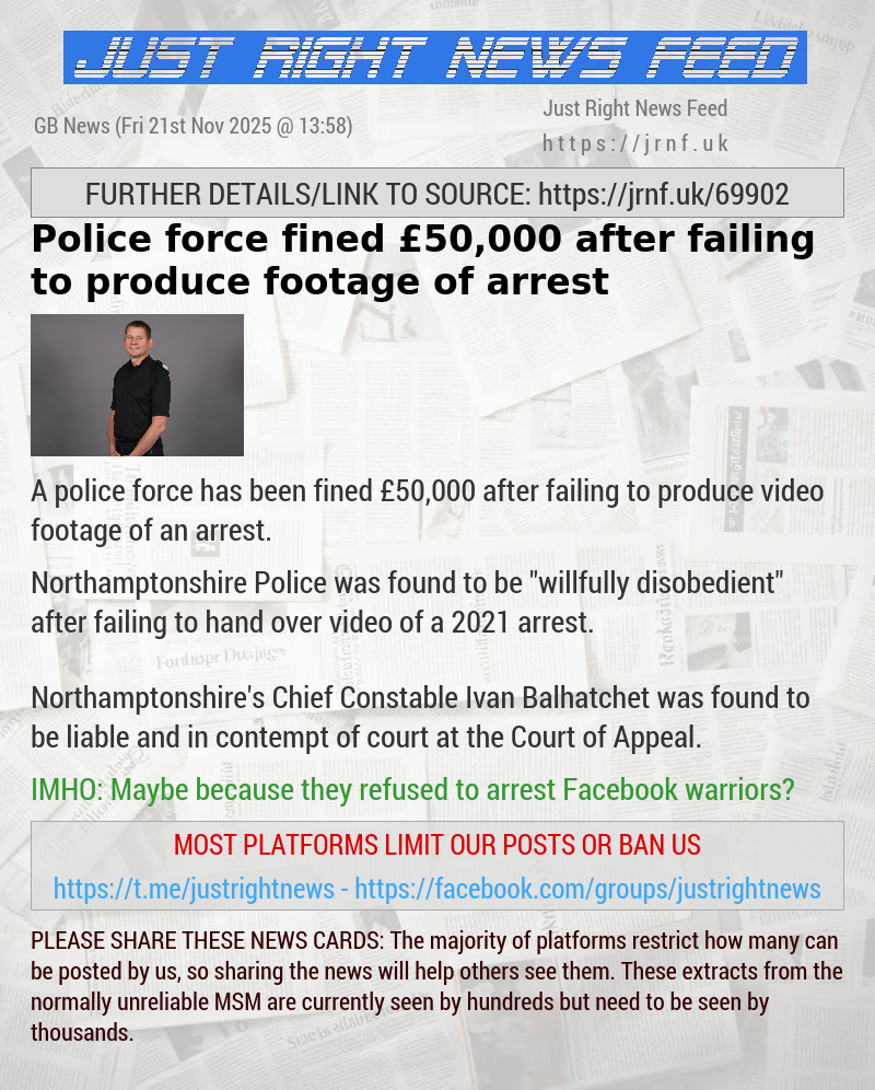 Police force fined &pound;50,000 after failing to produce footage of arrest