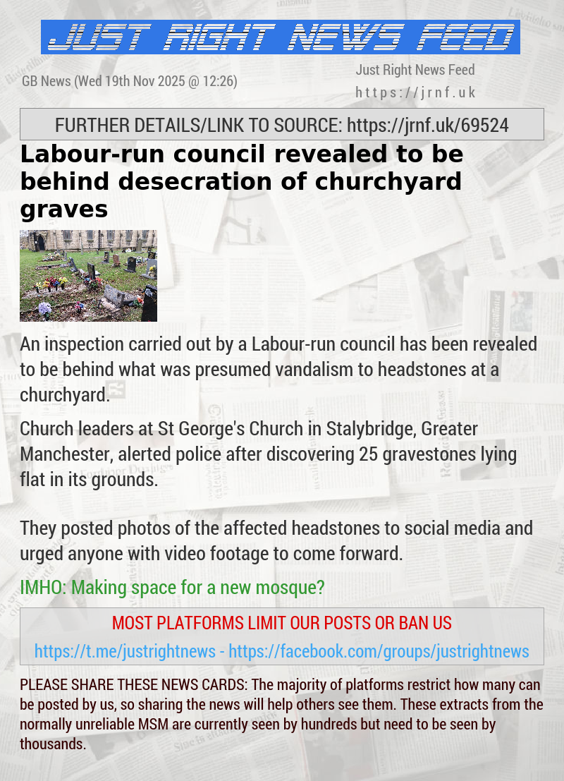 Labour—run council revealed to be behind desecration of churchyard graves