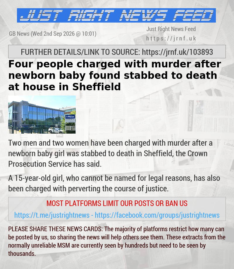 Four people charged with murder after newborn baby found stabbed to death at house in Sheffield