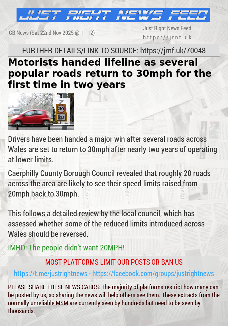 Motorists handed lifeline as several popular roads return to 30mph for the first time in two years