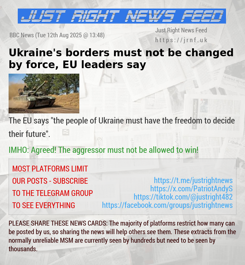 Ukraine’s borders must not be changed by force, EU leaders say