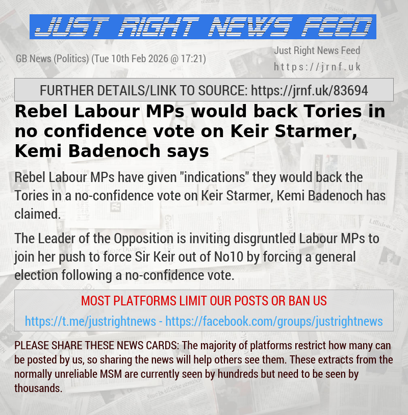 Rebel Labour MPs would back Tories in no—confidence vote on Keir Starmer, Kemi Badenoch says