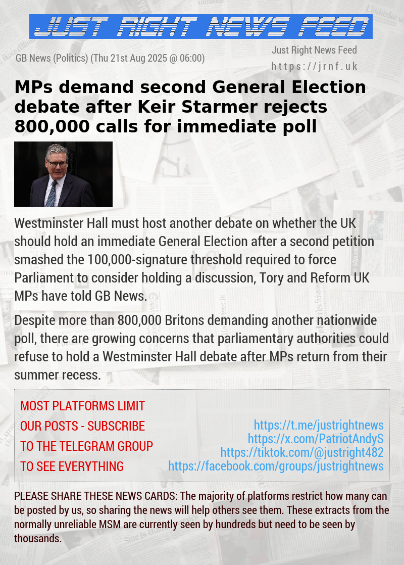 MPs demand second General Election debate after Keir Starmer rejects 800,000 calls for immediate poll