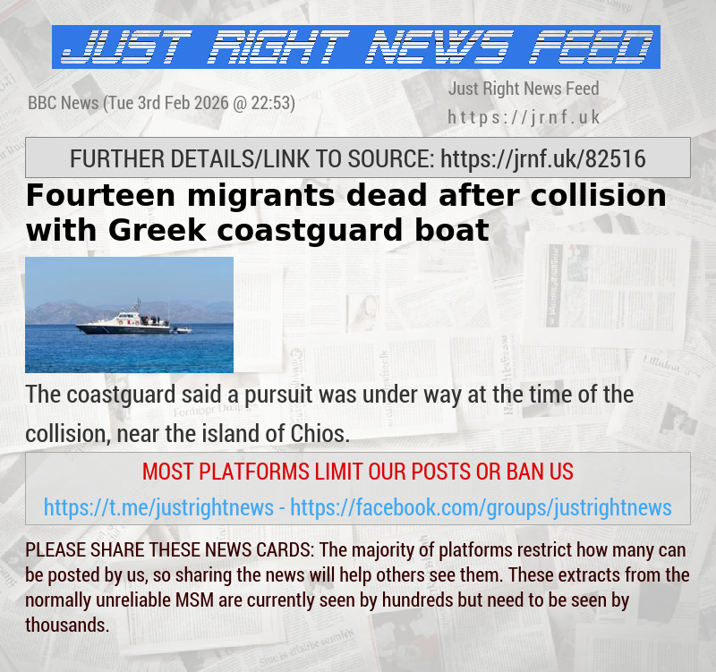 Fourteen migrants dead after collision with Greek coastguard boat