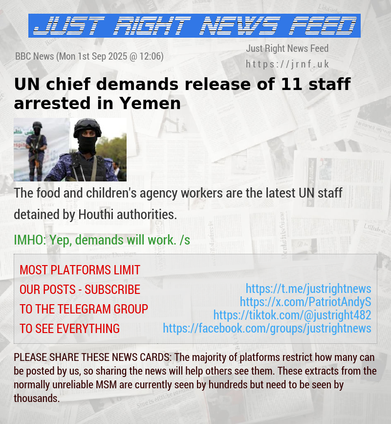 UN chief demands release of 11 staff arrested in Yemen