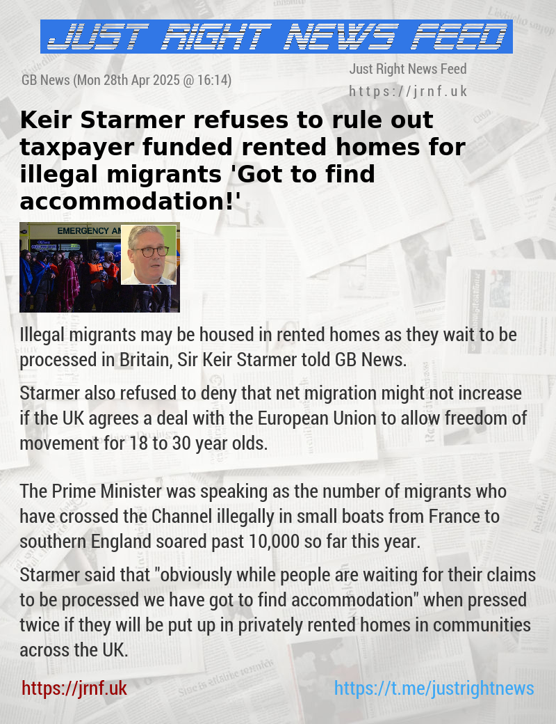 Keir Starmer refuses to rule out taxpayer—funded rented homes for illegal migrants — ’Got to find accommodation!’