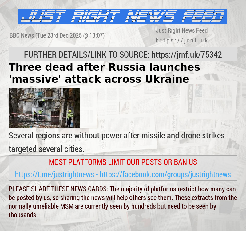 Three dead after Russia launches ’massive’ attack across Ukraine