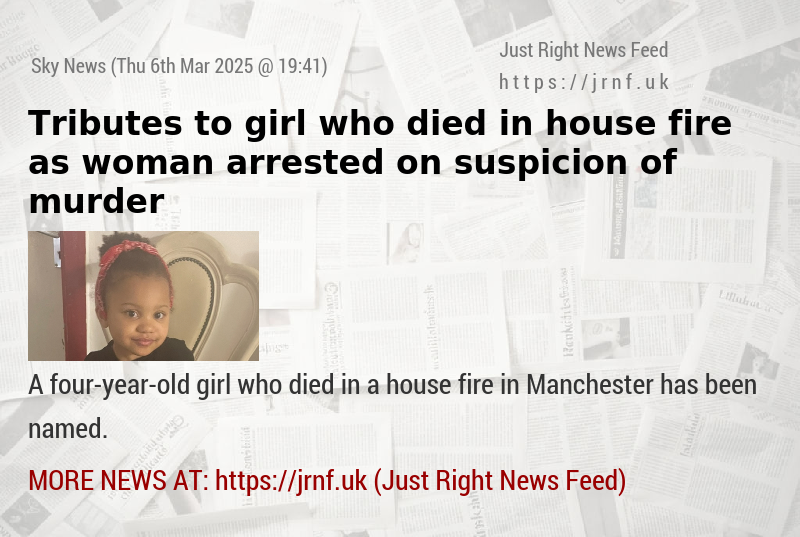 Tributes to girl who died in house fire — as woman arrested on suspicion of murder