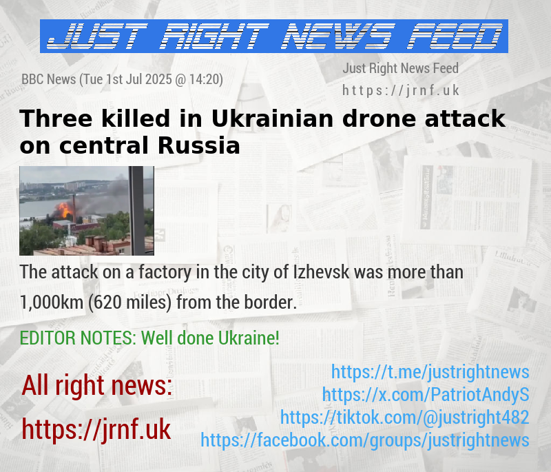 Three killed in Ukrainian drone attack on central Russia