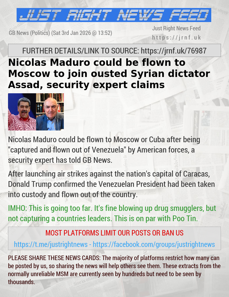 Nicolas Maduro could be flown to Moscow to join ousted Syrian dictator Assad, security expert claims