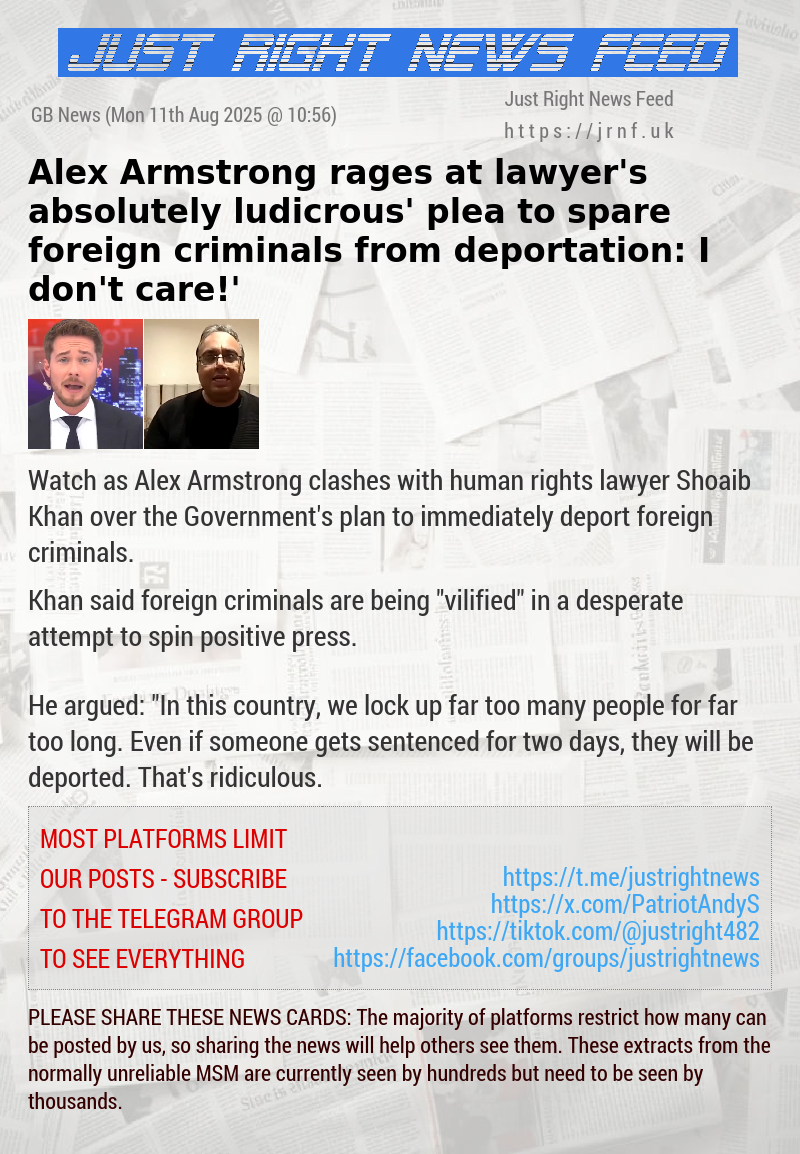 Alex Armstrong rages at lawyer’s ‘absolutely ludicrous’ plea to spare foreign criminals from deportation: ‘I don’t care!’