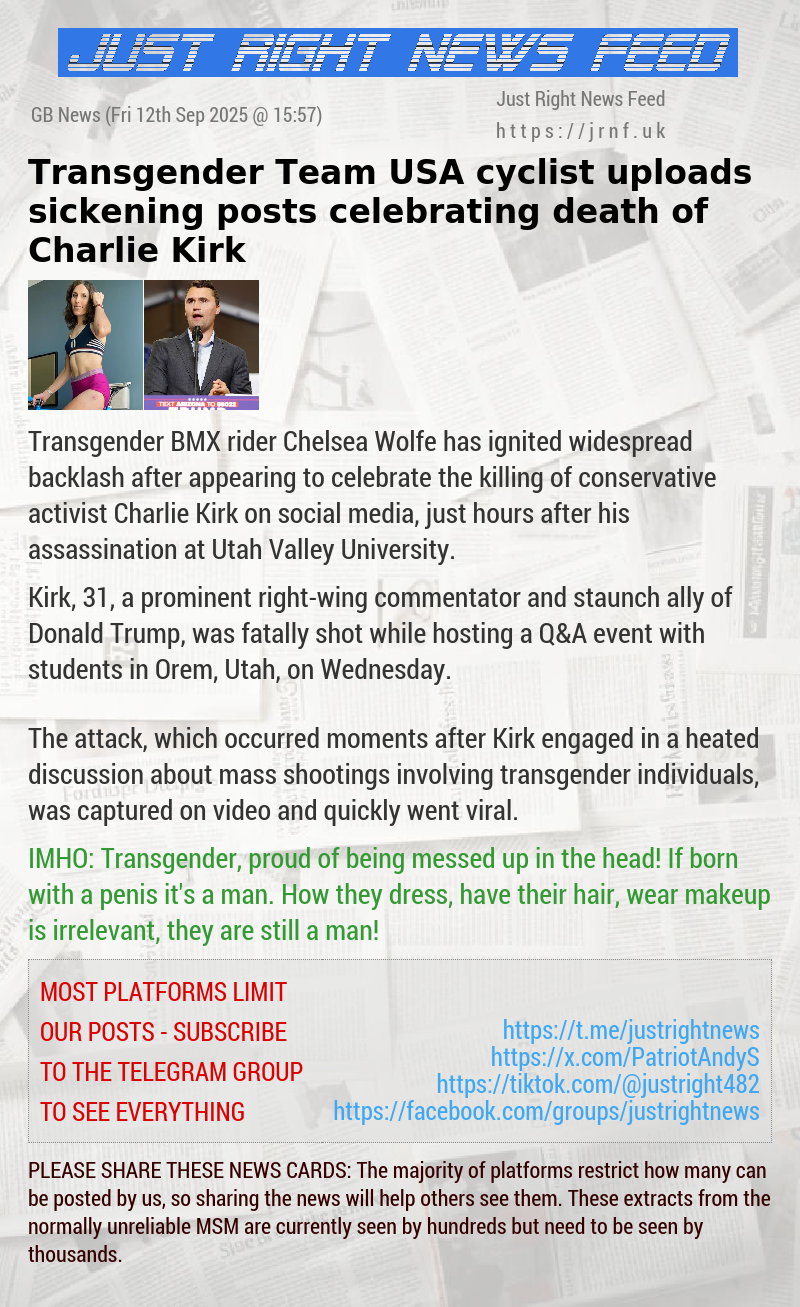 Transgender Team USA cyclist uploads sickening posts celebrating death of Charlie Kirk