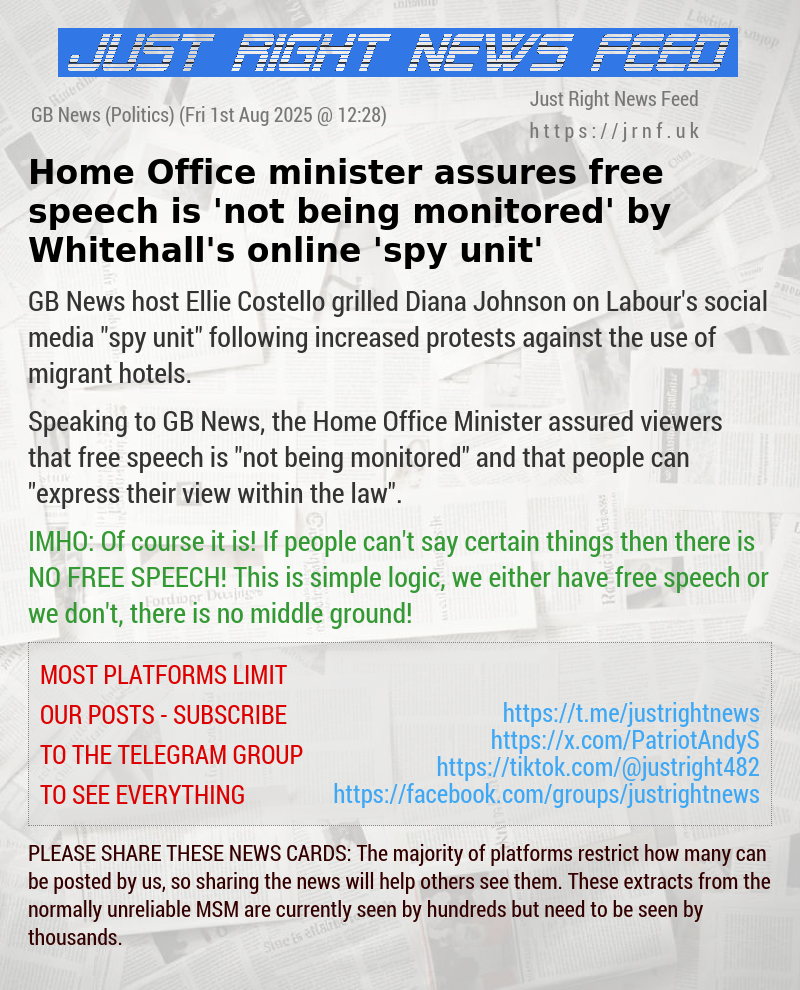 Home Office minister assures free speech is ’not being monitored’ by Whitehall’s online ’spy unit’