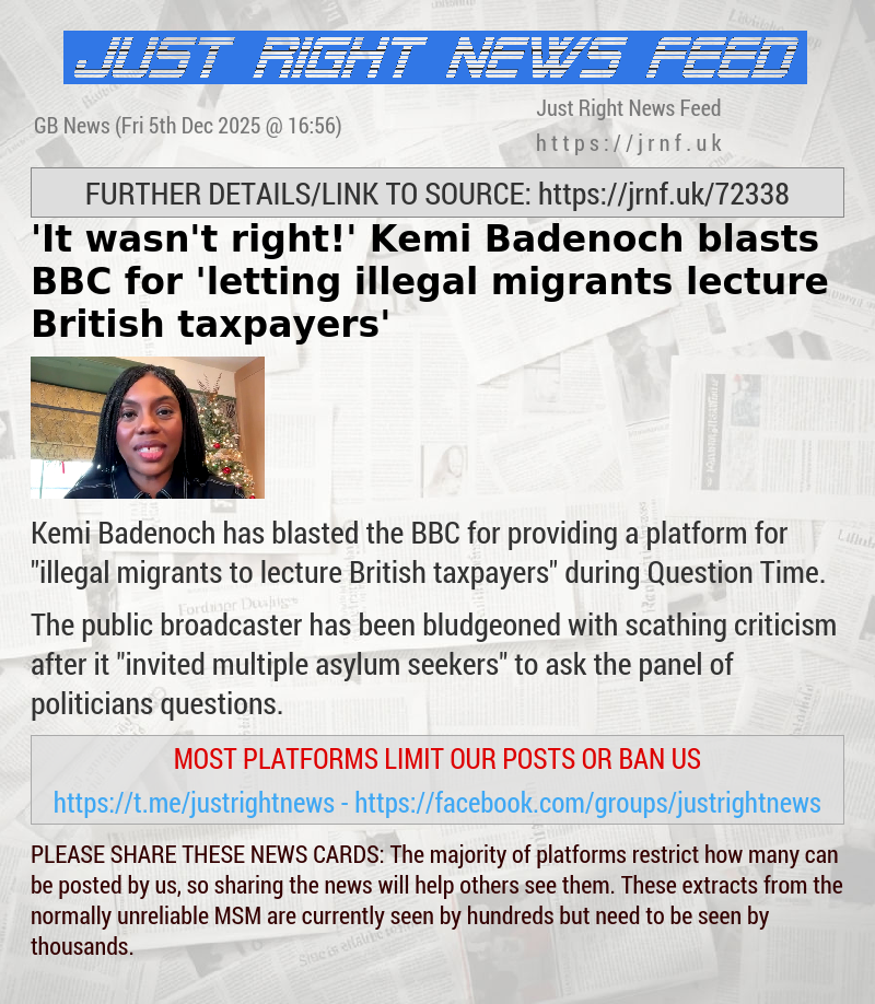 ’It wasn’t right!’ Kemi Badenoch blasts BBC for ’letting illegal migrants lecture British taxpayers’