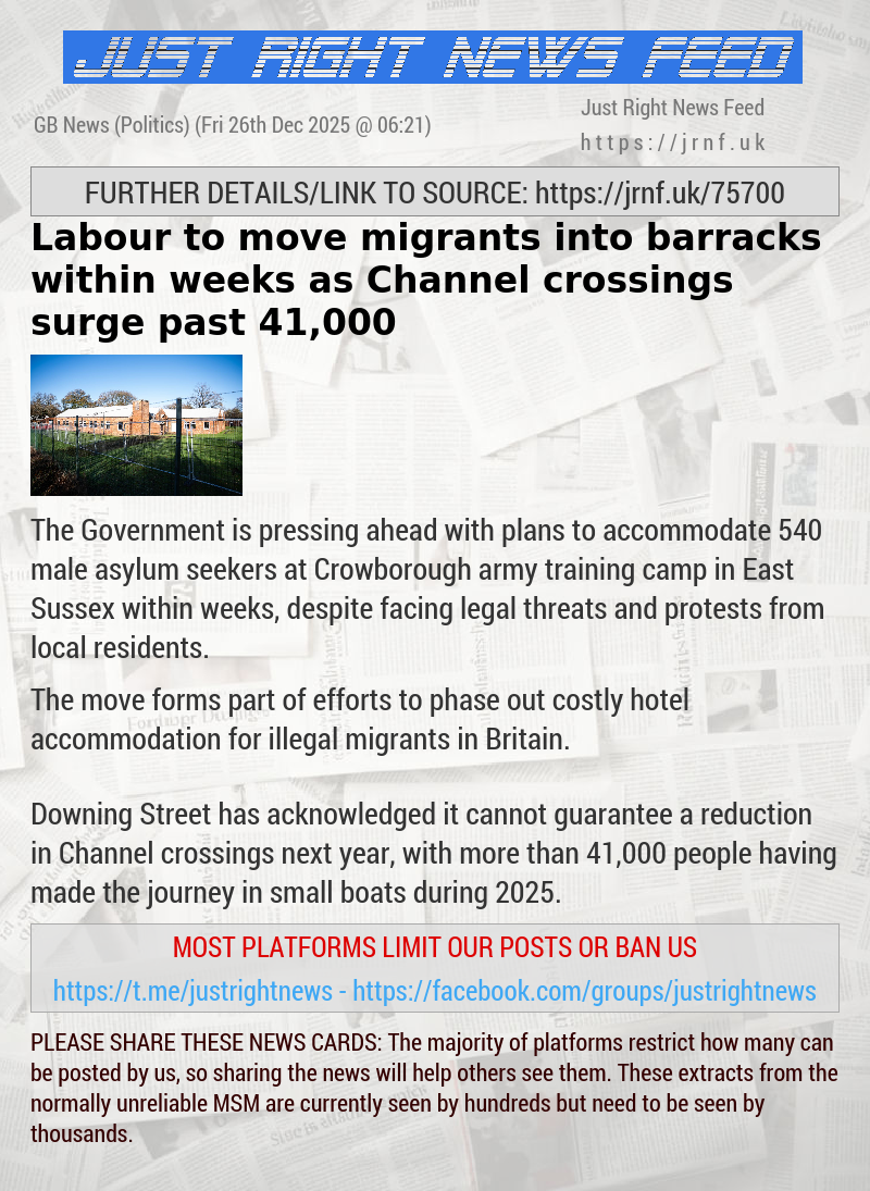 Labour to move migrants into barracks within weeks as Channel crossings surge past 41,000