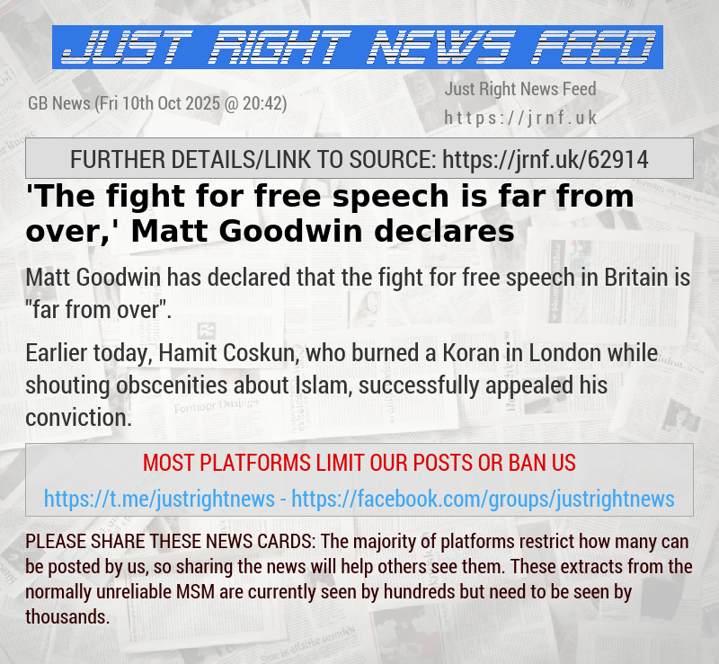 ’The fight for free speech is far from over,’ Matt Goodwin declares