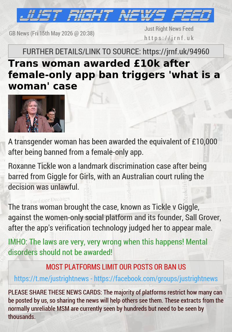 Trans woman awarded &pound;10k after female—only app ban triggers ’what is a woman’ case