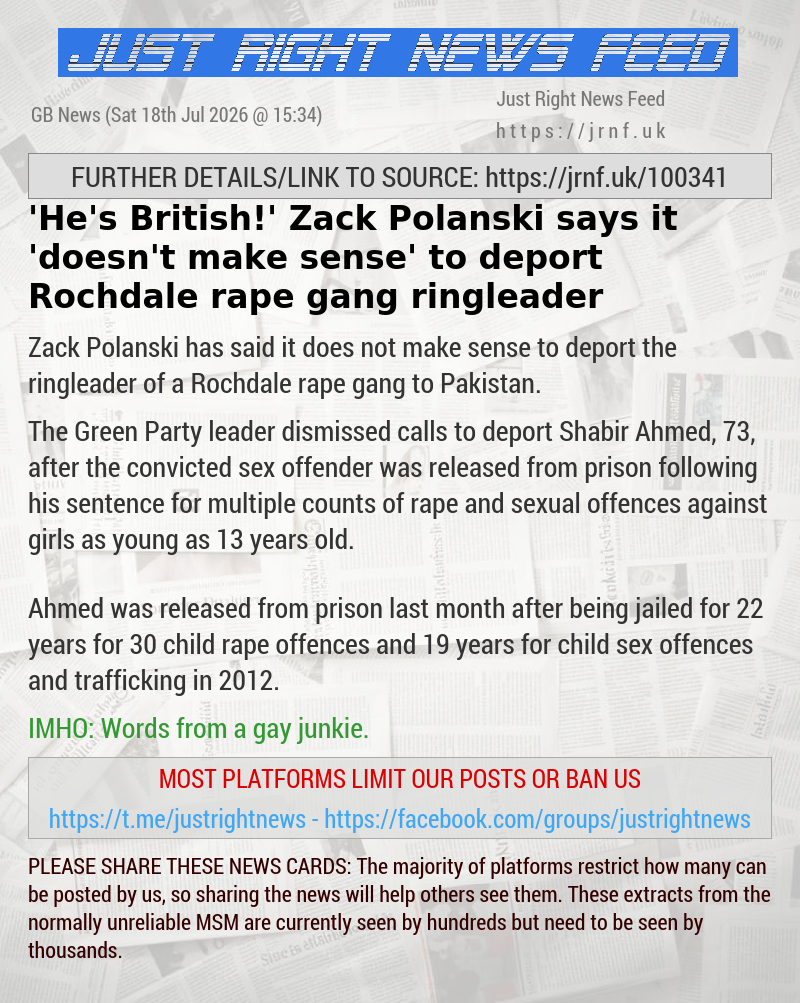 ’He’s British!’ Zack Polanski says it ’doesn’t make sense’ to deport Rochdale rape gang ringleader