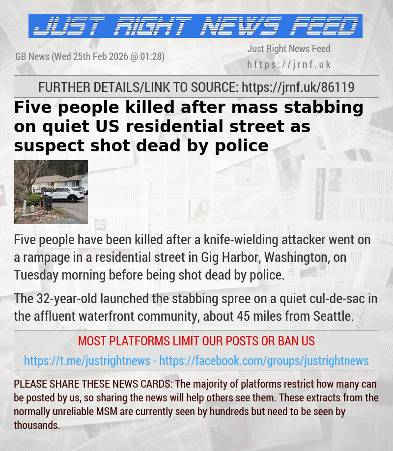 Five people killed after mass stabbing on quiet US residential street as suspect shot dead by police