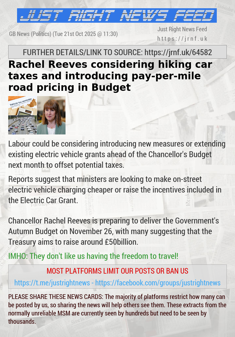Rachel Reeves considering hiking car taxes and introducing pay—per—mile road pricing in Budget