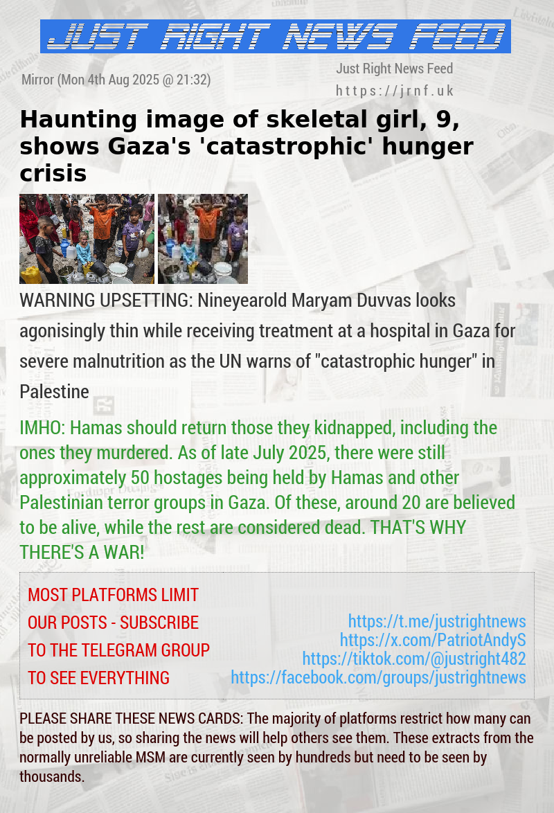 Haunting image of skeletal girl, 9, shows Gaza’s ’catastrophic’ hunger crisis