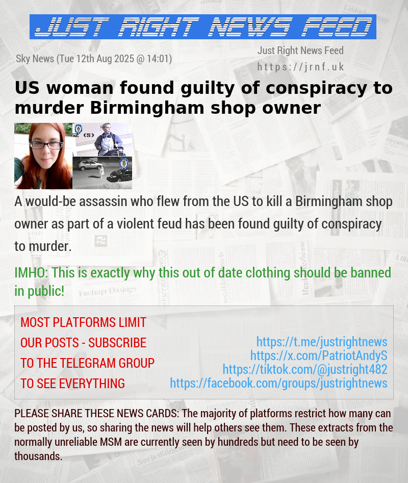 US woman found guilty of conspiracy to murder Birmingham shop owner