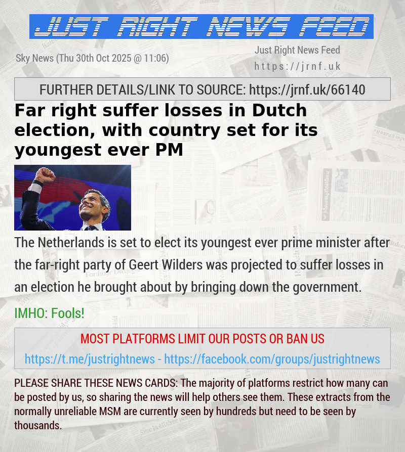 Far right suffer losses in Dutch election, with country set for its youngest ever PM