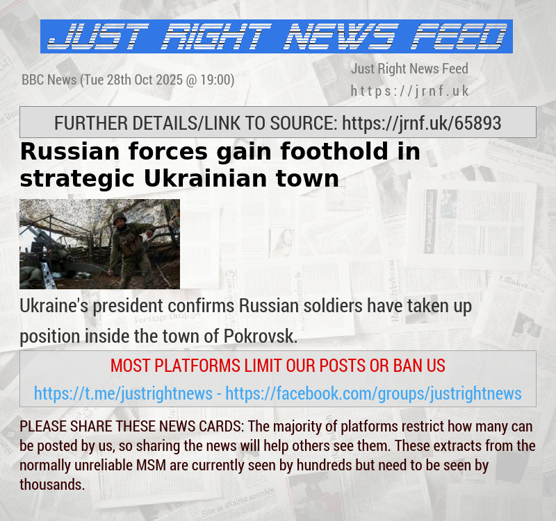Russian forces gain foothold in strategic Ukrainian town