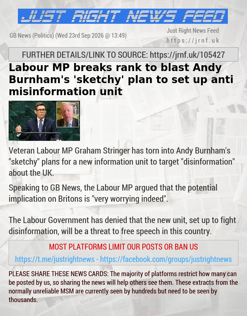 Labour MP breaks rank to blast Andy Burnham’s ’sketchy’ plan to set up anti—misinformation unit