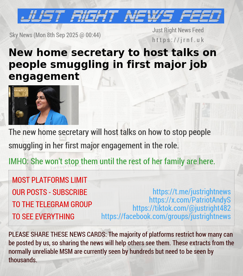 New home secretary to host talks on people smuggling in first major job engagement