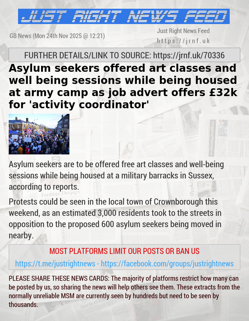 Asylum seekers offered art classes and well—being sessions while being housed at army camp as job advert offers &pound;32k for ’activity coordinator’