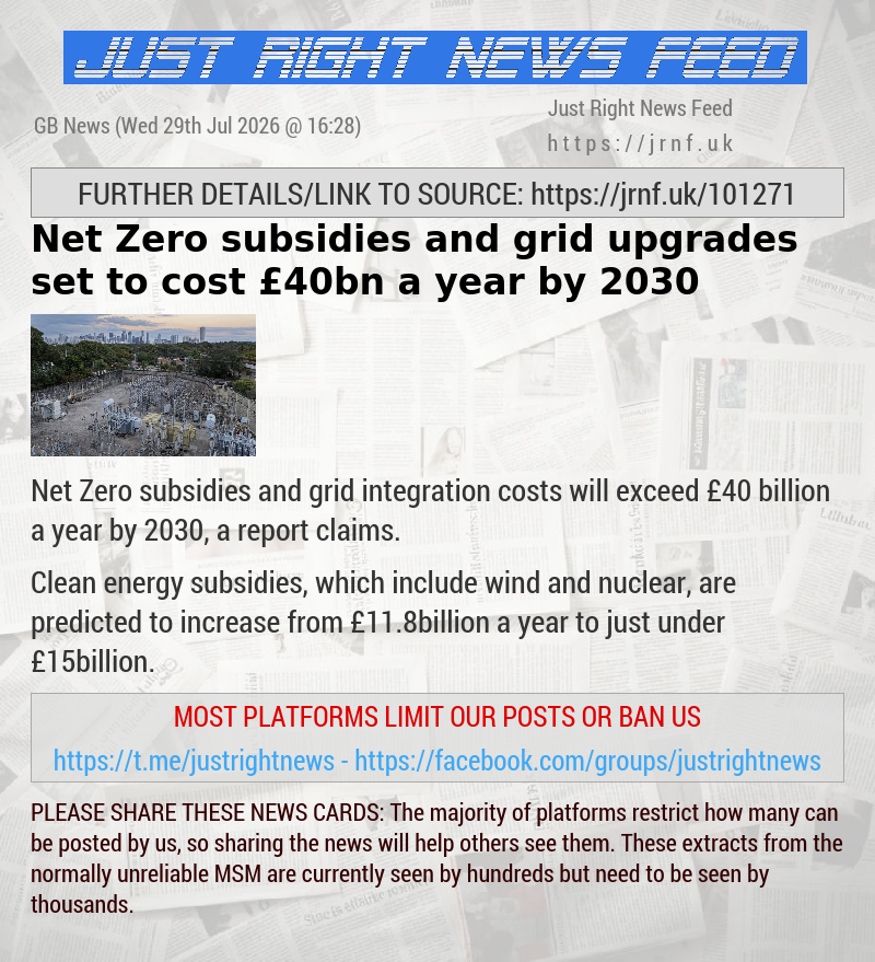 Net Zero subsidies and grid upgrades set to cost &pound;40bn a year by 2030